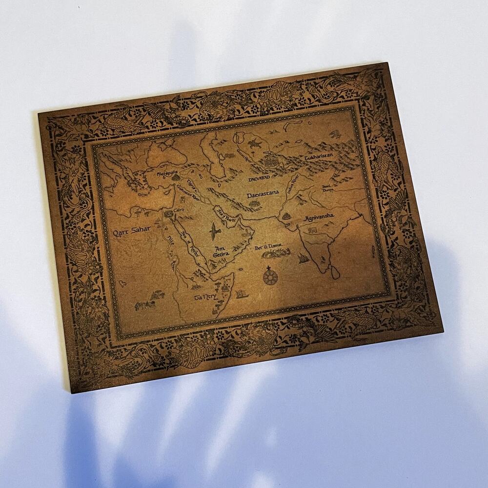 Illumicrate Daevabad Wooden Map City of Brass S A Chakraborty Bookshelf Decor